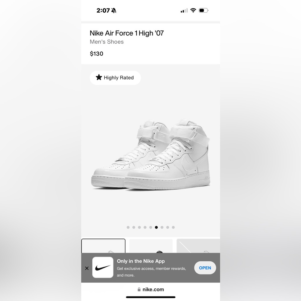 Nike Men's White Air Force 1 ‘07 High-Top Sneakers
